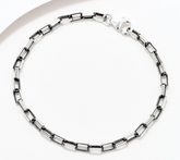 David Markstein Two-Tone Sil/Black SS Premiere Luxe Paperclip Bracelet Avg